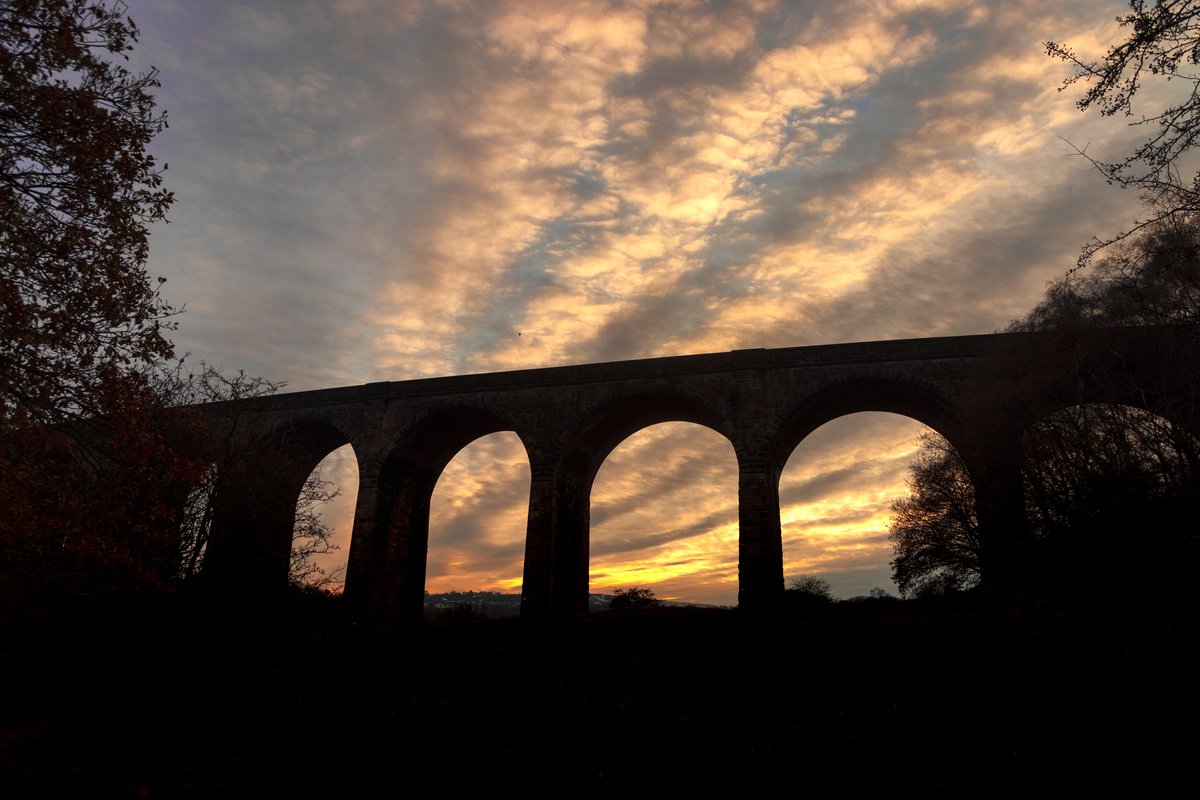 A cold and chilly late afternoon winter sunset over one of the many viaducts in Yorkshire, but can you guess which one it is?