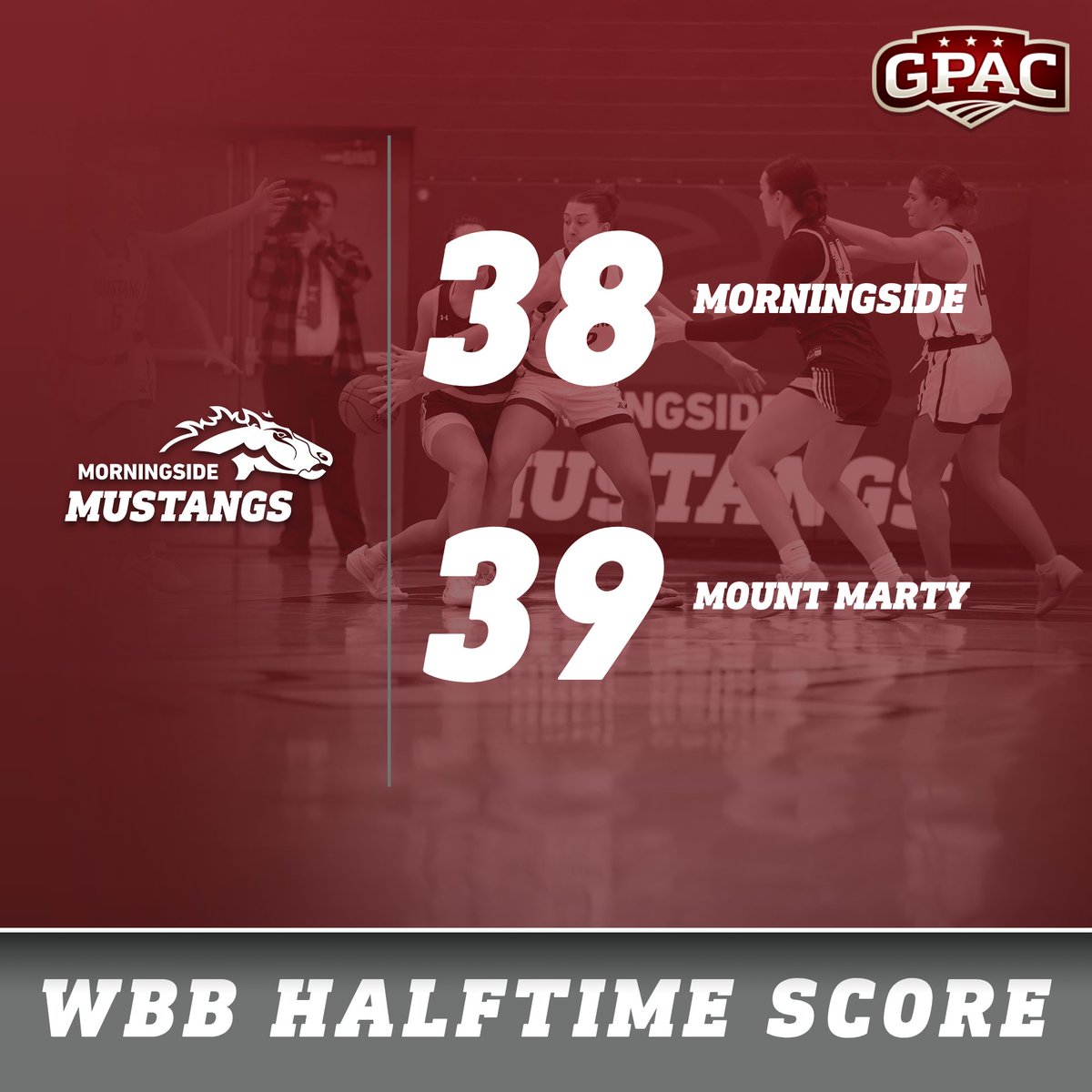 MsideScoreboard's tweet image. Halftime score at Allee Gym! 

Vollertsen leads @morningsidewbb with 10 points. The Mustangs have 12 points off eight takeaways. 

#gpacscores