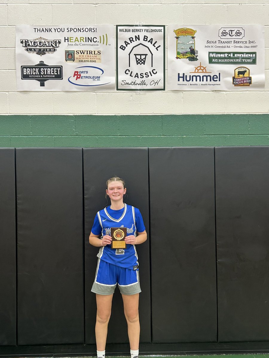 In game 5 of the Barn Ball Classic Wynford defeated Loudonville 46-45 . Caroline Sheldon was game MVP with 14 from Wynford