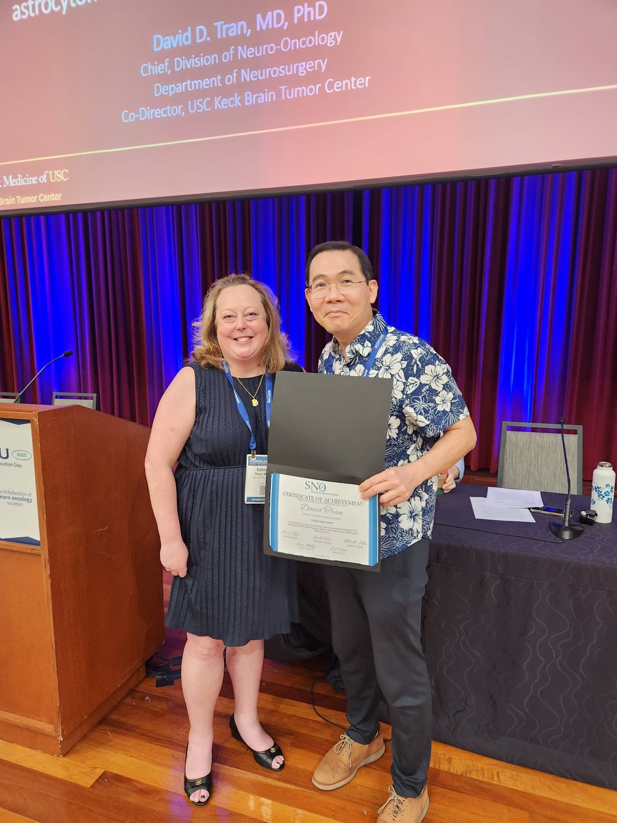 NeuroOnc's tweet image. Congratulations to David Tran for receiving the Clinical Trials Award, supported by the Sontag Foundation. #SNO2025 #WFNOS #ScientificMeeting @SontagFdn