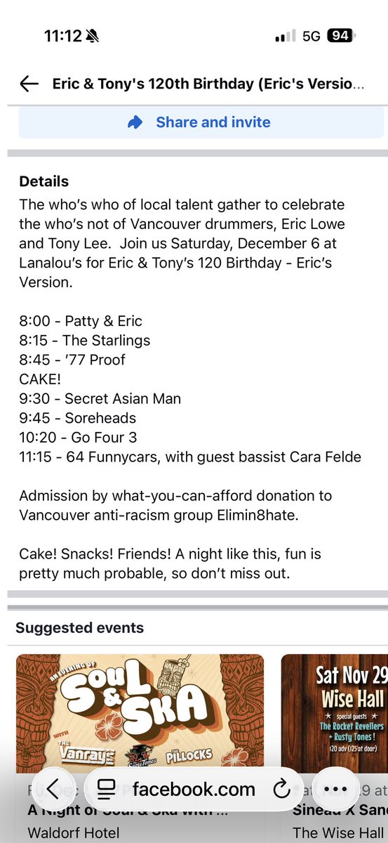 GoFour3Steve's tweet photo. It’s Alive!  The return of Go Four 3 December 6th at Lana Lou’s.  Gord, Roxanne, SQ, Rob Tomkow and David Lea-Smith.  Playing all the hits.  Both of them. https://t.co/boCCUPA89Q