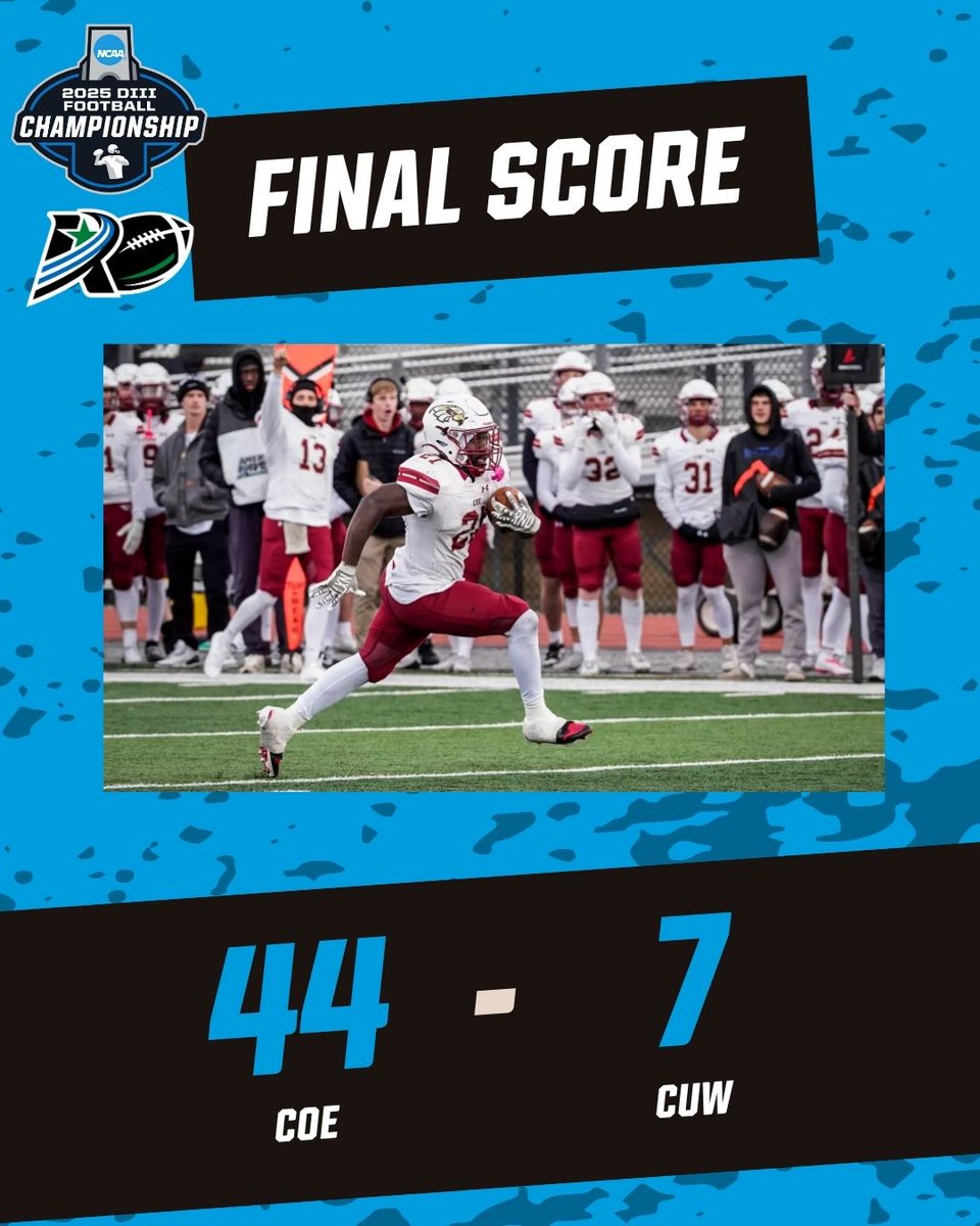 🏈: 𝗢𝗻𝘁𝗼 𝘁𝗵𝗲 𝗦𝗲𝗰𝗼𝗻𝗱 𝗥𝗼𝘂𝗻𝗱.

<a href="/CoeAthletics/">Coe Athletics</a> dominates in the first round of the 2025 <a href="/NCAADIII/">NCAA Division III</a> Football Playoffs to advance to the second round against Bethel

#rollriversFB