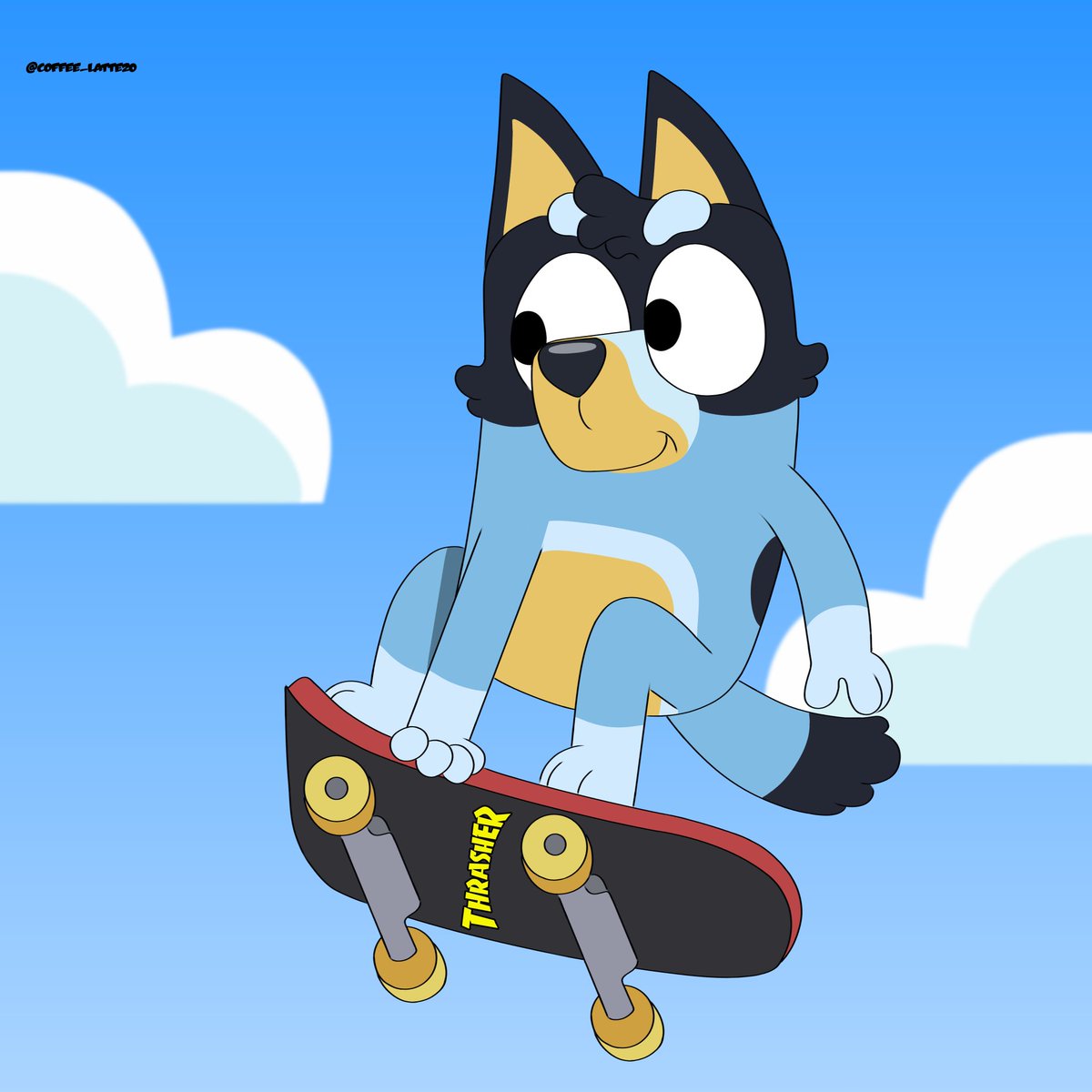 Bandit 80s doing skateboard tricks 🛹✨💙