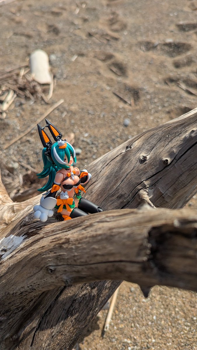 Model_Azumaudo's tweet image. 波打ち際で撮ってみた。
太平洋に流されると流石に嫌なのでここまでが限界。