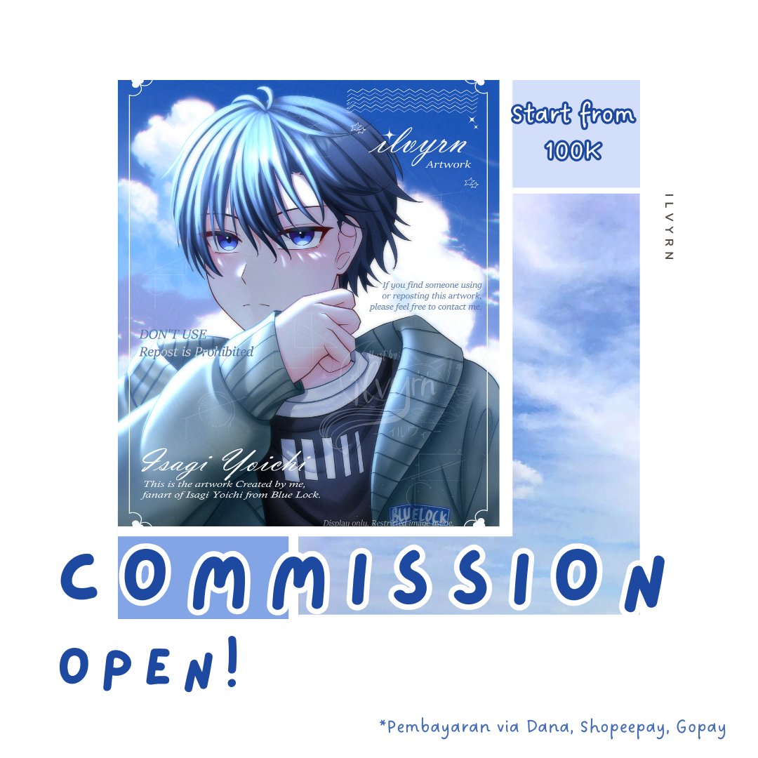 ilvyrn's tweet image. Likes &amp;amp; RTs are very appreciated! 🩵

Commission Open only for local, Indonesia 🩵

Harga mulai 100K ✨
Info lengkap ada di link yg ada di bio ku ya! Atau kamu bisa dm, tanya-tanya aja juga boleh^^~

Slot terbatas❗
#commission #commissions #commissionopen #ArtCommission
