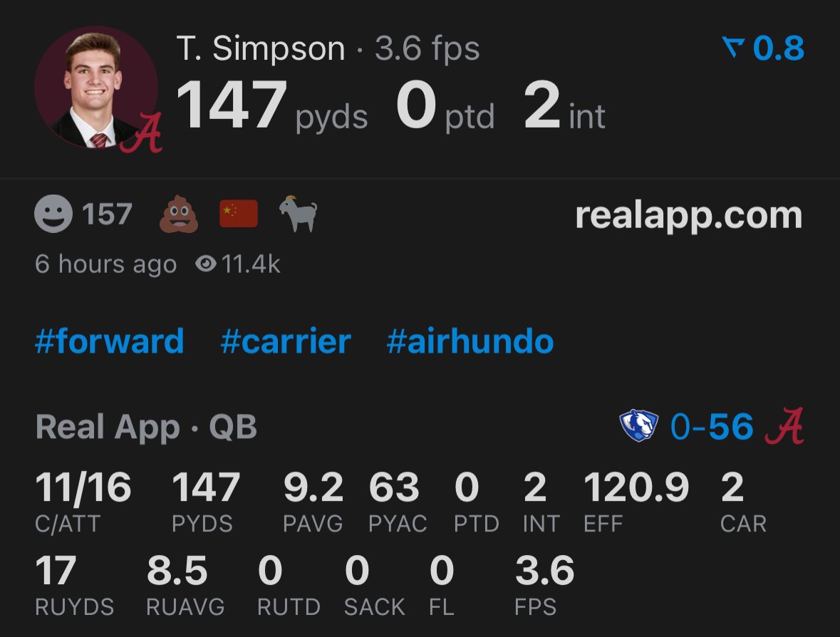 CFBReport's tweet image. RIP Ty Simpson’s Heisman Campaign.

It went out sad.
