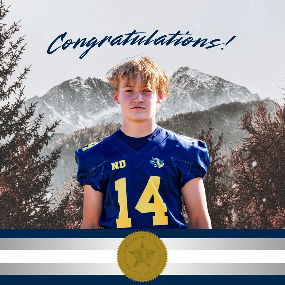 NDJRCougarsFB's tweet image. ⭐️⭐️⭐️🏆⭐️⭐️⭐️

Congratulations to Nanton Bignell who’ll be representing us at the upcoming league banquet. He was a force to be reckoned with in the backfield! He’s our nomination for the 2026 CAFL Offensive POY!

#NotreDame #Cougars #Bantam
