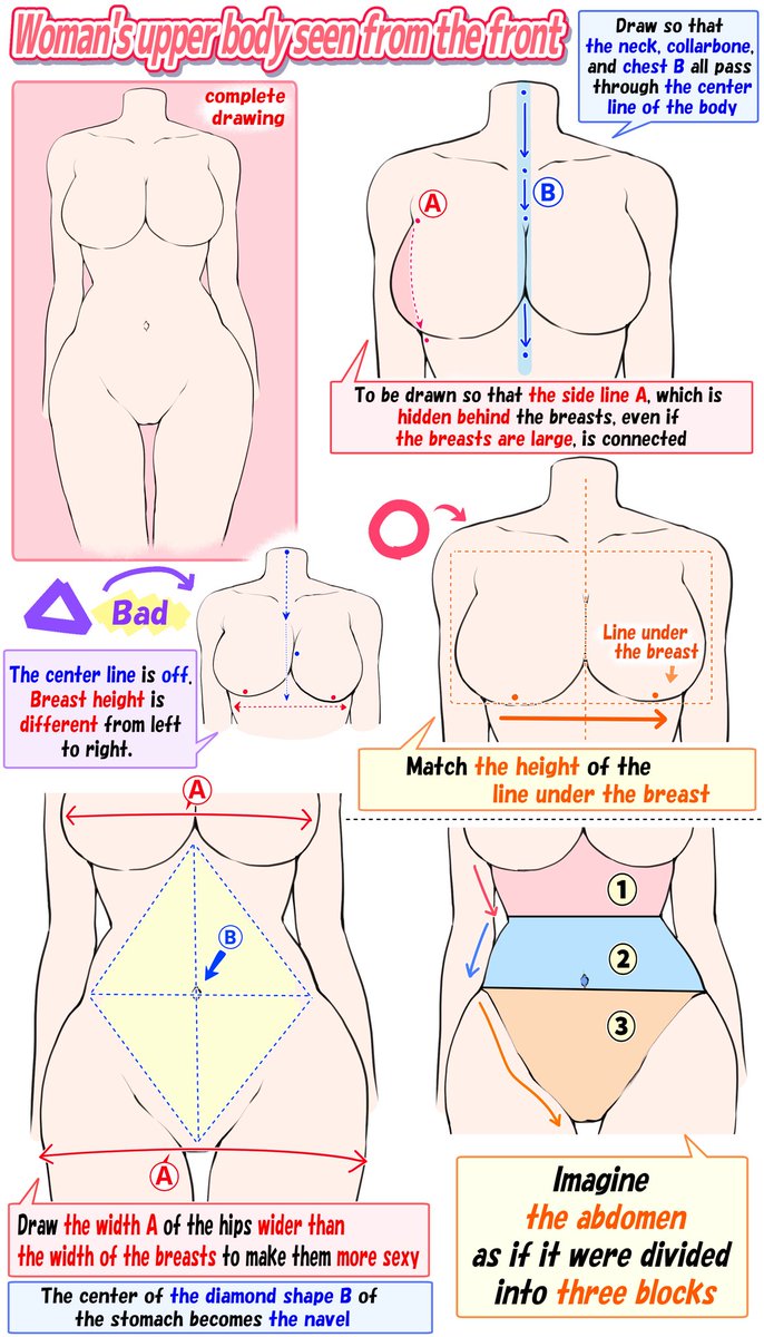 takuya_kakikata's tweet image. Tips for drawing body proportions.