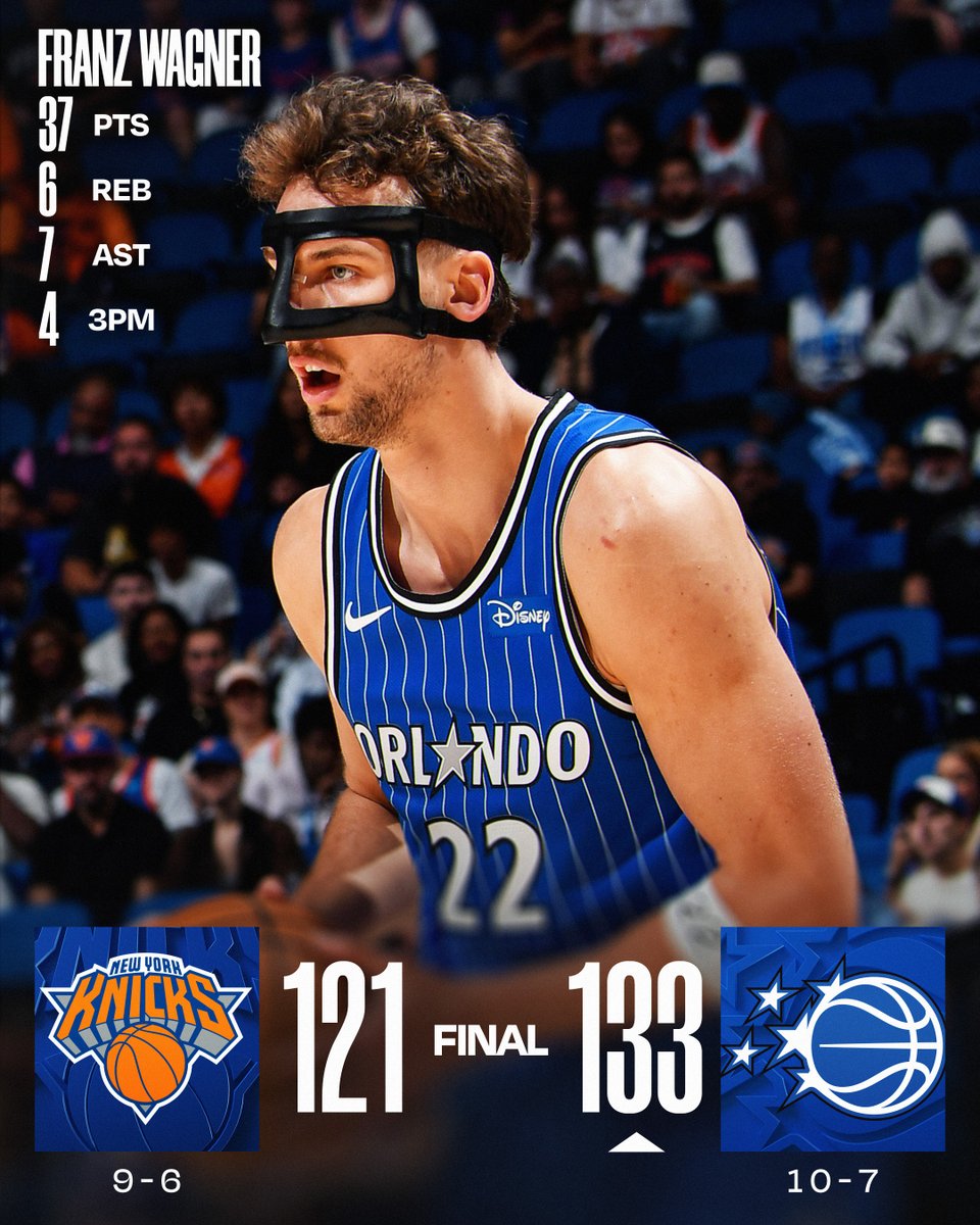 🏀 SATURDAY'S FINAL SCORES 🏀

Franz Wagner finishes 1 point off his career high and goes 13-19 from the floor as the @OrlandoMagic win their 3rd in a row!

Desmond Bane: 27 PTS, 5 AST
Jalen Suggs: 26 PTS
Jalen Brunson: 33 PTS, 11 AST  
