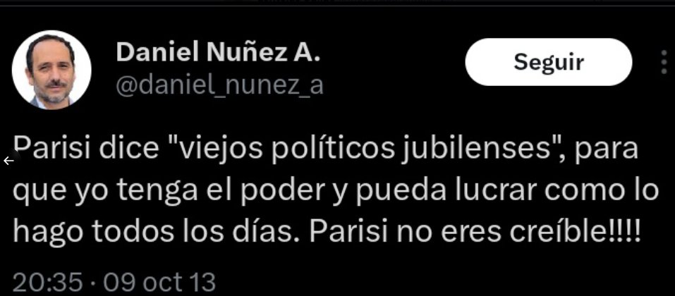 Jara eligió a Daniel Núñez para reemplazar a Quiroga. Veamos que piensa Daniel Núñez acerca de Parisi?  Ups, parece que no lo quiere mucho.  Ja ja ja.