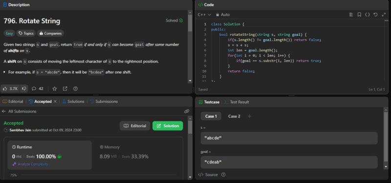 jsambhav5's tweet image. #Day417 of #500DaysOfDSA

Topics and Learnings: #String

Problems Re-revised:
37. #LeetCode #96 : Rotate String

Approach:
Used #RollingHash to solve with this problem

Complexiy Analysis:
TC: O(N)
SC: O(N)