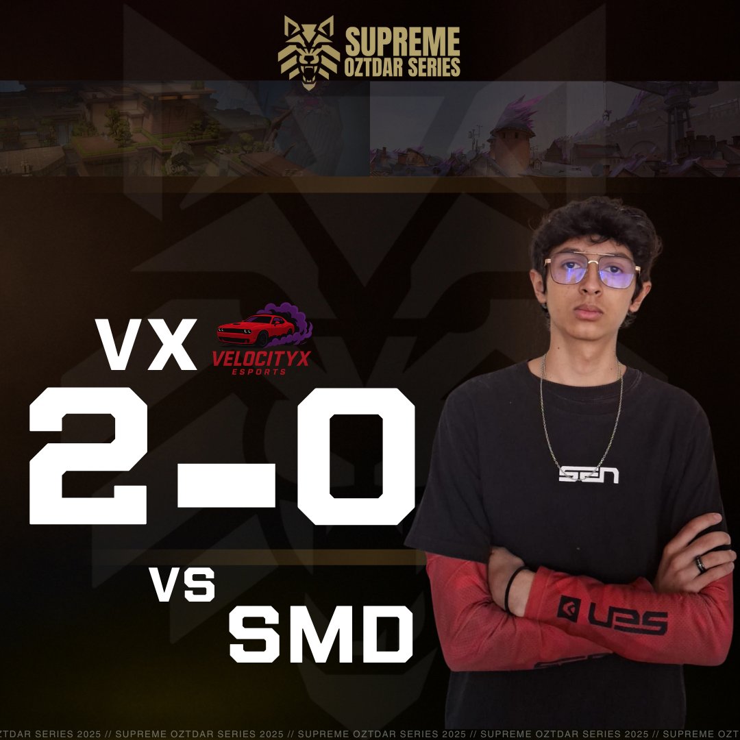 VelocityX 🚗 consiguió una sólida victoria 2-0 frente a SMD en la Supreme Oztdar Series.

Con marcadores de 13–6 y 13–7, aseguraron la serie sin necesidad de llegar a SUNSET.
¡Gran presentación del equipo!
#SupremeOztdarSeries #OZTDAREsports #LigaSupreme #OZTDAR #EsportsLatam