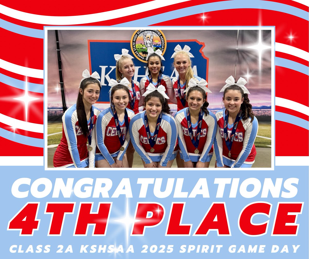 Your Trinity Catholic Varsity Cheer team placed 4th today at the KSHSAA State GameDay Competition for 2A!A huge thank you to all of our amazing fans who made the drive to Topeka to cheer us on, your support means the world to us. We appreciate you more than you know!Go Celtics!