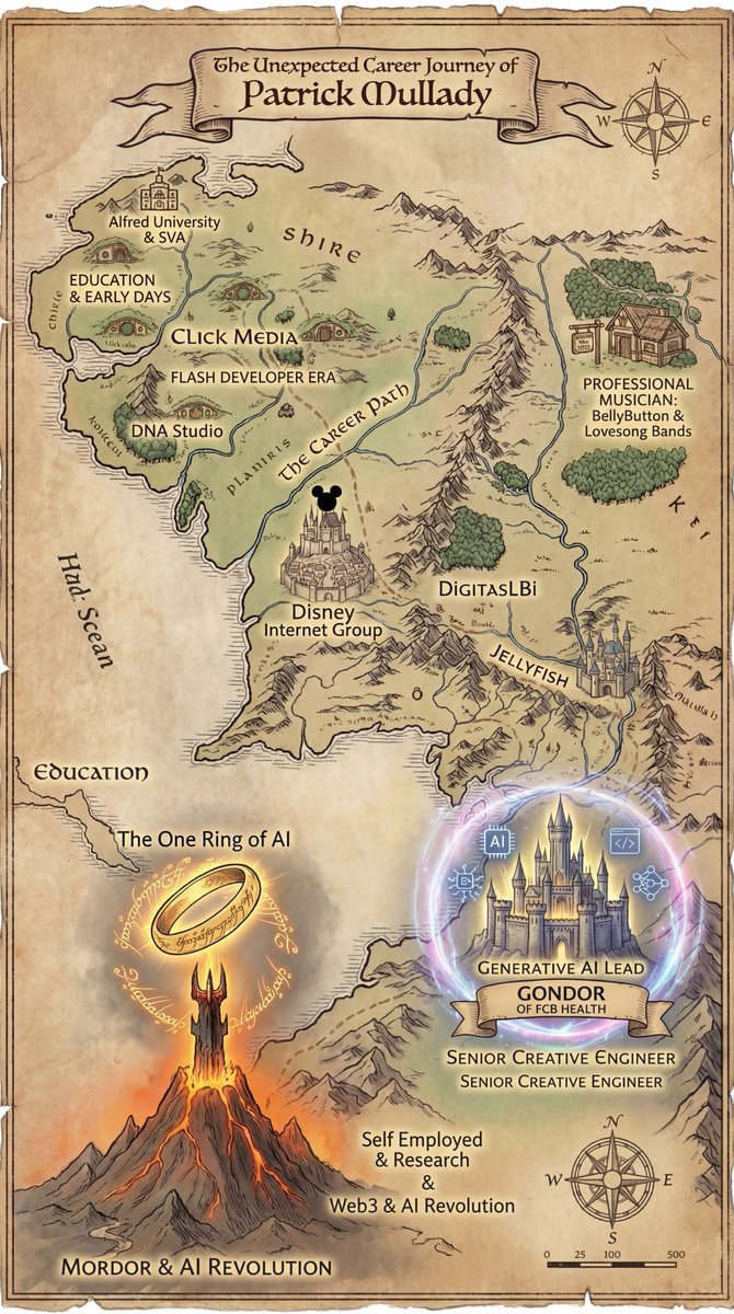 RetropunkAI's tweet image. Use Nano Banana Pro to &quot;visualize my career as the map of Middle Earth&quot;
Thanks @alisa_fortin for prompt idea
🍌