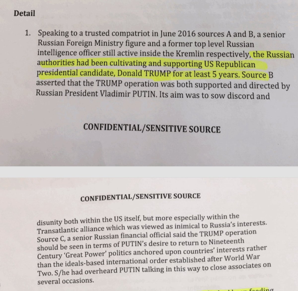 This is the first detail paragraph of this first summary statement listed in the very first report of the Steel Dossier. Read it and share it to show how on point <a href="/Chris_D_Steele/">Christopher Steele</a> was. Especially the very end about disunity.