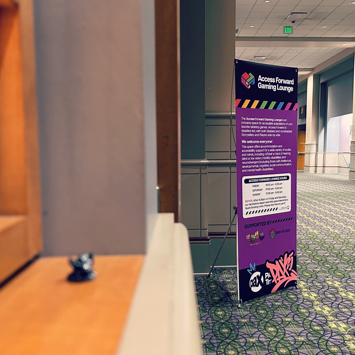 DOTSrpg's tweet image. Late nights at #PAXunplugged mean our teams get to hang out in the Access Forward Gaming Lounge &amp;amp; play some games 💜 Our room is open to freeplay all night! Visit 125 tomorrow to see what games are running or sign up on the app. You might find a tiny Dax dragon trinket hiding!