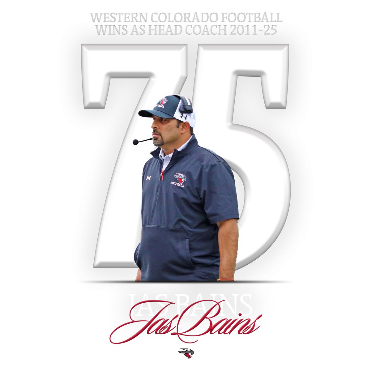 Head Coach Jas Bains earned his 75th win as Western Colorado Football’s Head Coach today‼️ 

#MountUp #ThinAirCrew