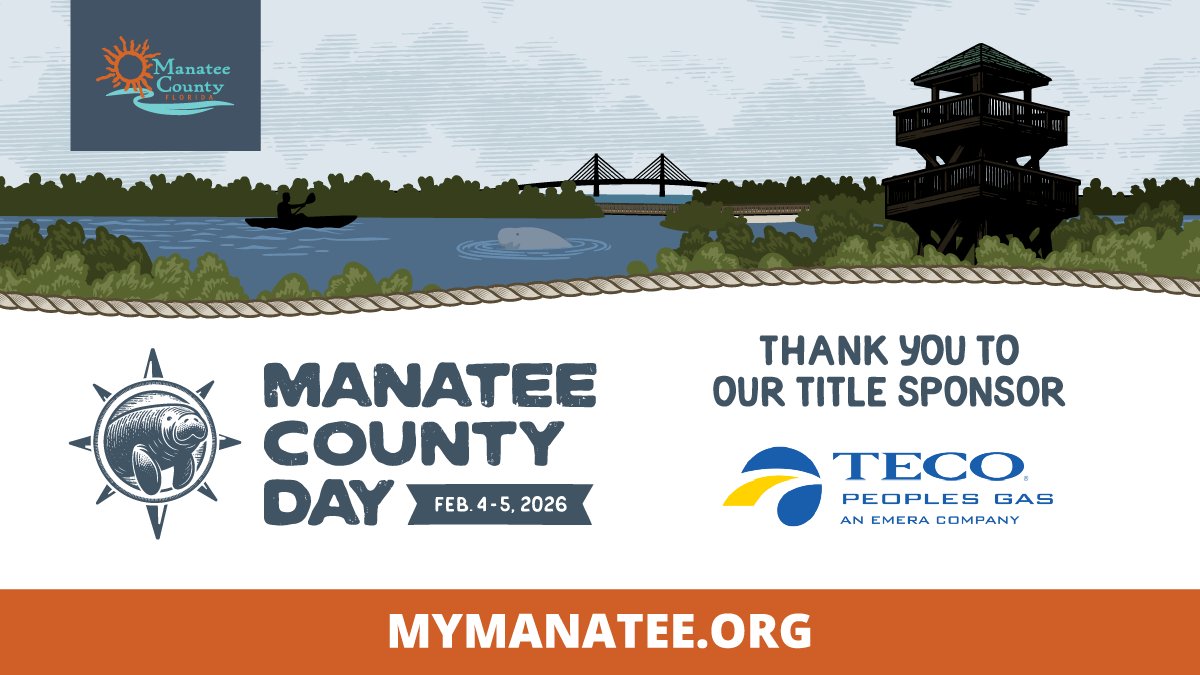 ManateeGov's tweet image. Thank you to our Title Sponsor: Teco People’s Gas, Florida’s largest natural gas distribution utility (serving 500,000 customers statewide), which will be joining us in Tallahassee on Manatee County Day (February 4 &amp;amp; 5, 2026).

If you’re a business or advocate in Manatee County…