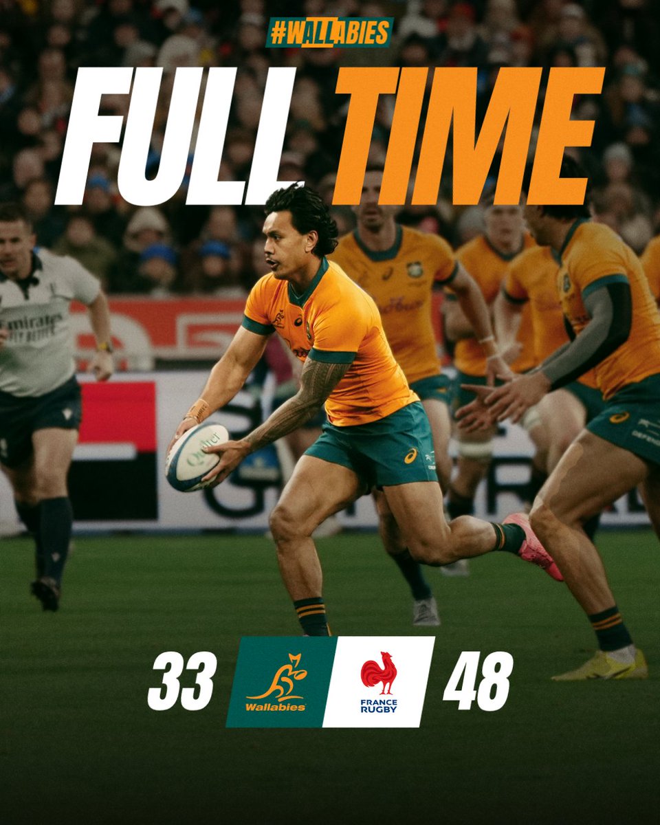 Fought ’til the end 🦘

Thanks for the contest, <a href="/FranceRugby/">France Rugby</a> 🤝
 
#Wallabies