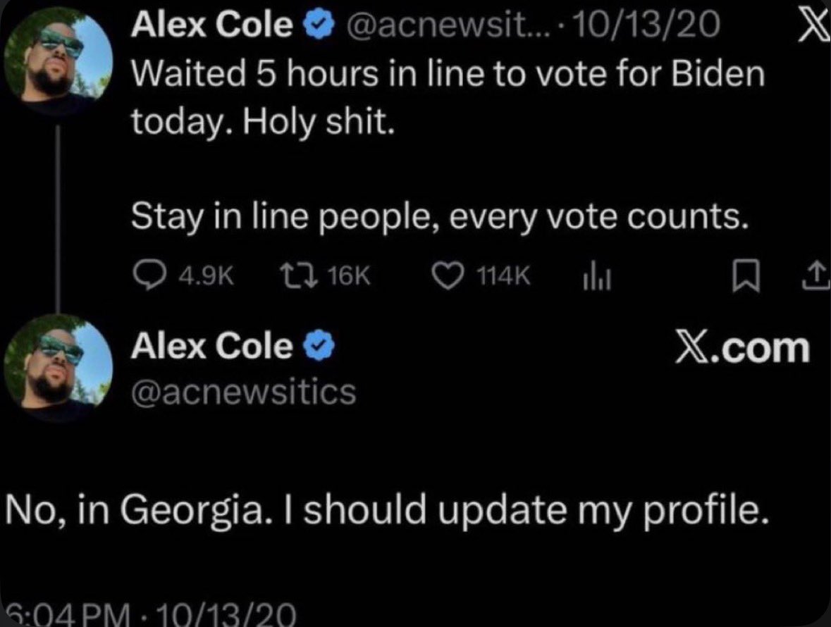 symplyDAPO's tweet image. A well-known Liberal influencer on X, Alex Cole, is getting dragged online after claiming he “voted for Harris” a statement that raised eyebrows pretty quickly, considering he actually lives in Canada and isn’t eligible to vote in U.S. elections.

After people started pointing it…