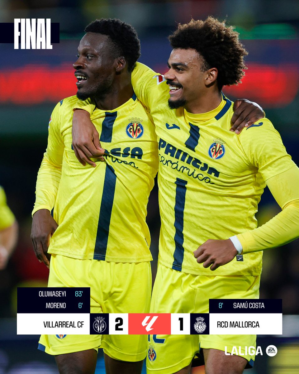 elsevillistacom's tweet image. ⚽ El Villarreal se lleva el triunfo ante el Mallorca, y sigue abrochando el tercer puesto.

#️⃣ #SevillaFC #LALIGAEASPORTS #VillarrealMallorca