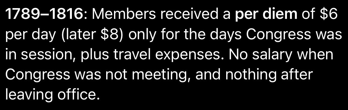 We should go back to the founding method
of paying congress. $250ish per day of
work, no extravagant perks, or retirement package.  A job of service.