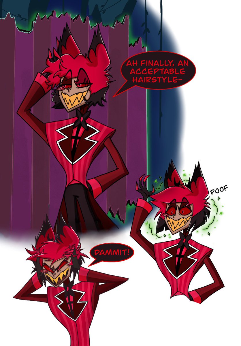xtoxic_artx's tweet image. Al’s always gonna be cursed with that fuck ahh bob (but we love him) #hazbinhotel #alstor #hairstyle