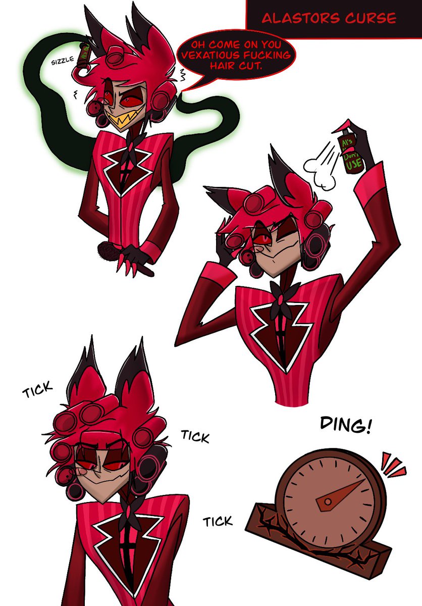 xtoxic_artx's tweet image. Al’s always gonna be cursed with that fuck ahh bob (but we love him) #hazbinhotel #alstor #hairstyle