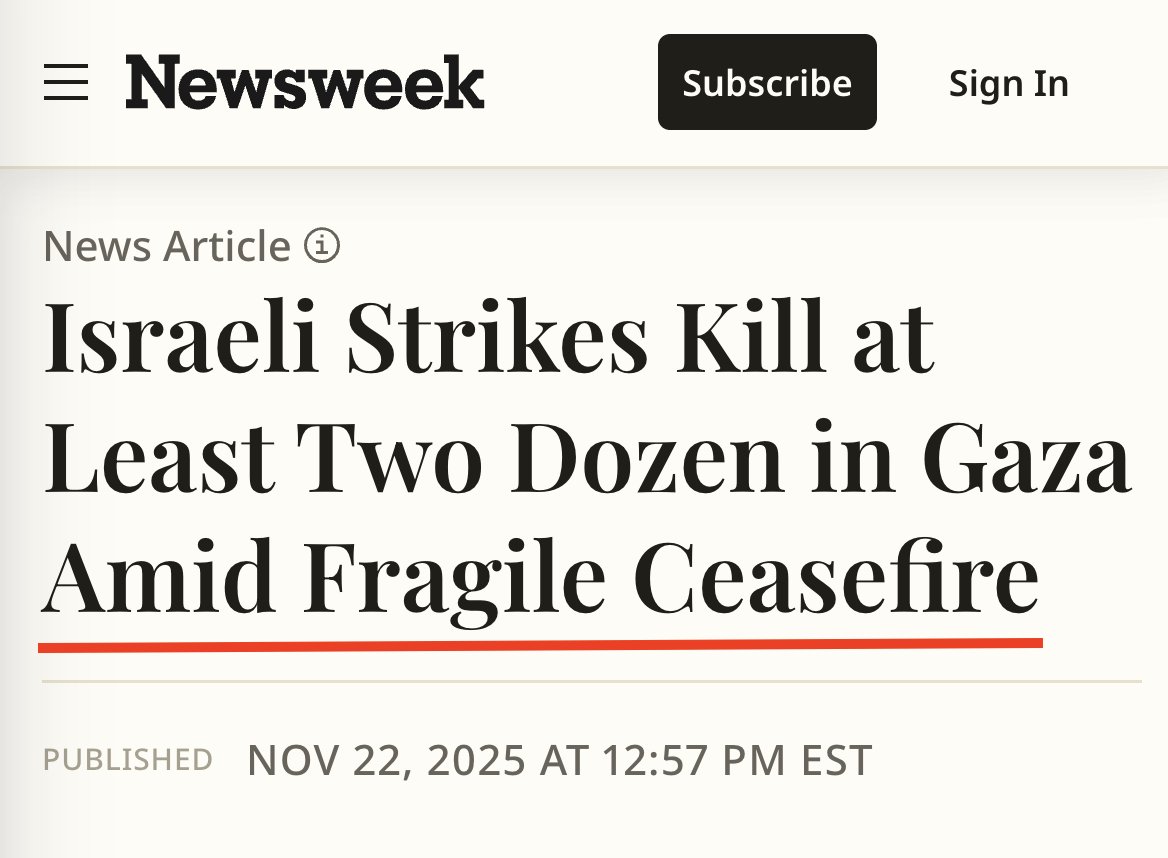 caitoz's tweet image. The western press see the killing of Palestinians as such a baseline norm that Israel can massacre dozens of people in Gaza and they'll go "Gosh I sure hope this doesn't lead to any violations of the ceasefire!"

It's never a ceasefire violation to commit mass murder against…