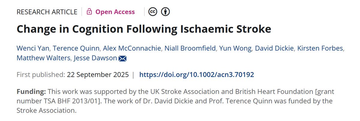 ✨ Cognitive recovery after a stroke is not a straight line. It changes over time.

A new two-year study of 360 adults after an ischemic stroke found nine different patterns of cognitive change, showing that recovery is far more complex than simply improving or declining.

Key