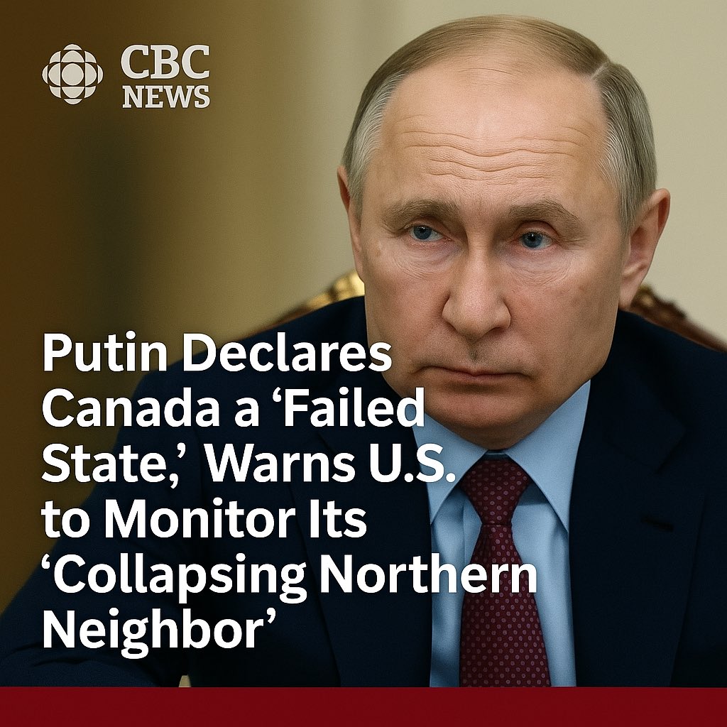 SatireSquadHQ's tweet image. 🇨🇦OTTAWA—Putin Declares Canada a &apos;Failed State, Warns U.S. to Monitor Its &apos;Collapsing NorthernNeighbor”.

As one observer noted:

“It’s not propaganda if it’s true.”
