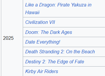 This is a crazy line up of games for one voice actor to star in one year.