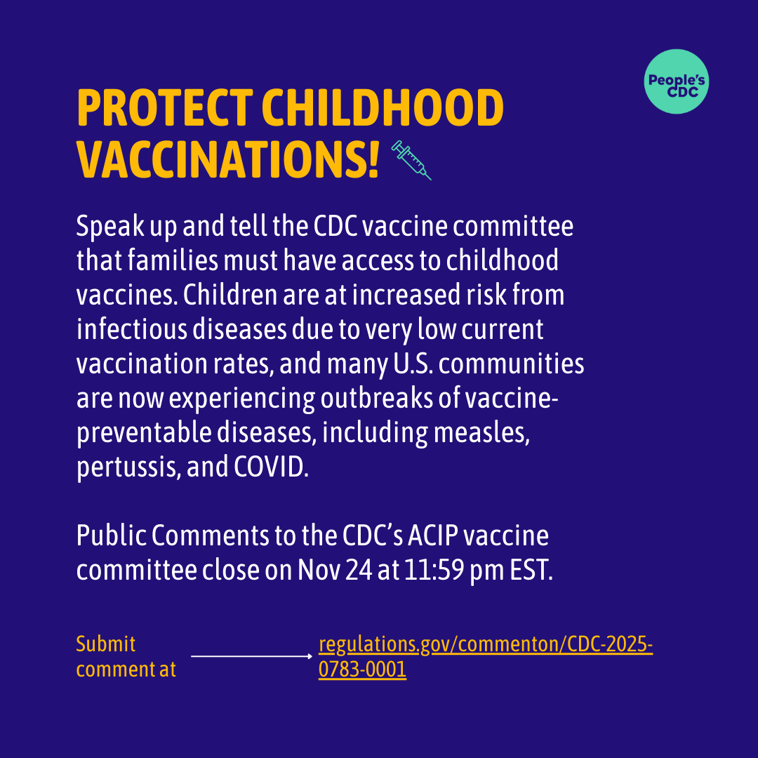 PeoplesCDC's tweet photo. Take action to protect childhood vaccinations! Tell the CDC’s vaccine committee by Monday, Nov 24th. Instructions at https://t.co/S14U1H7NS8 https://t.co/pNMi4YbWUh