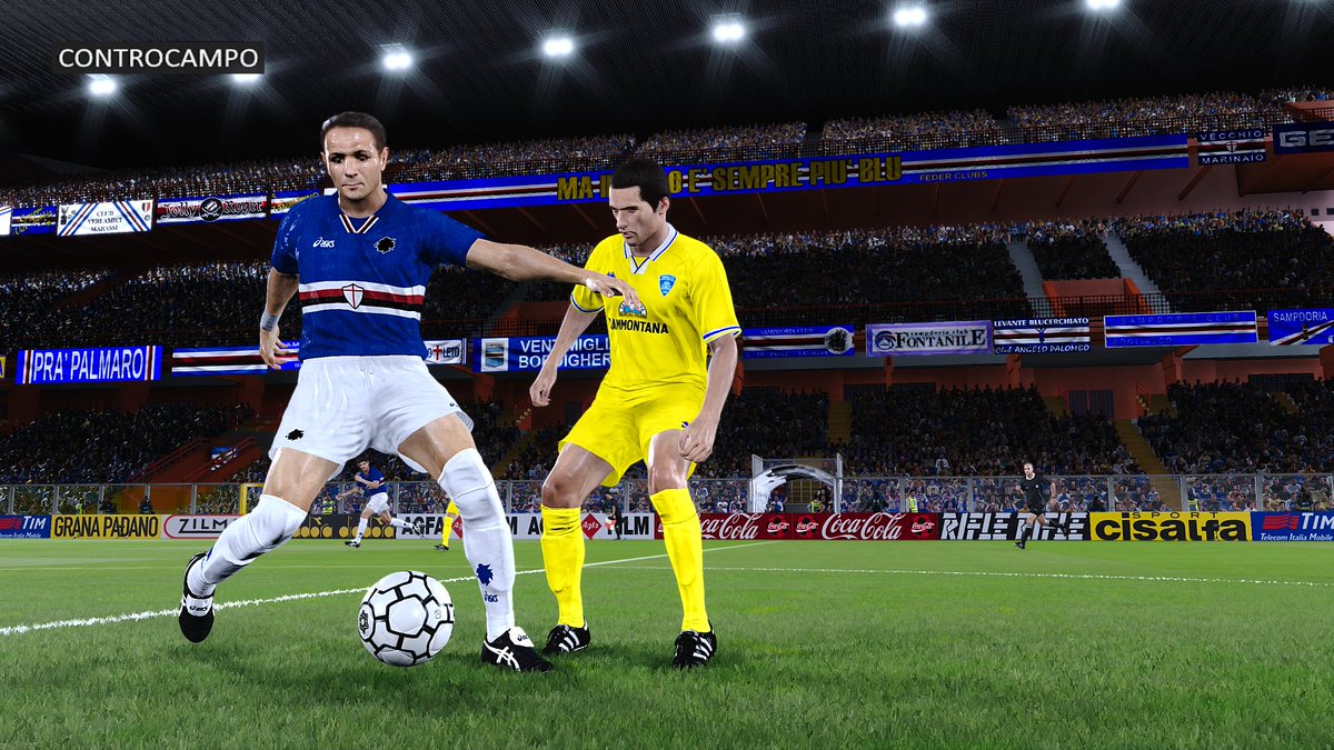 PESSimulation's tweet image. Sampdoria 6–1 Empoli 🔵⚪
A stunning first win of the season for Samp! After three draws, Eriksson’s men exploded: a Roberto Mancini hat-trick, a Vincenzo Montella brace and a relentless attacking display. Total domination at the Luigi Ferraris.