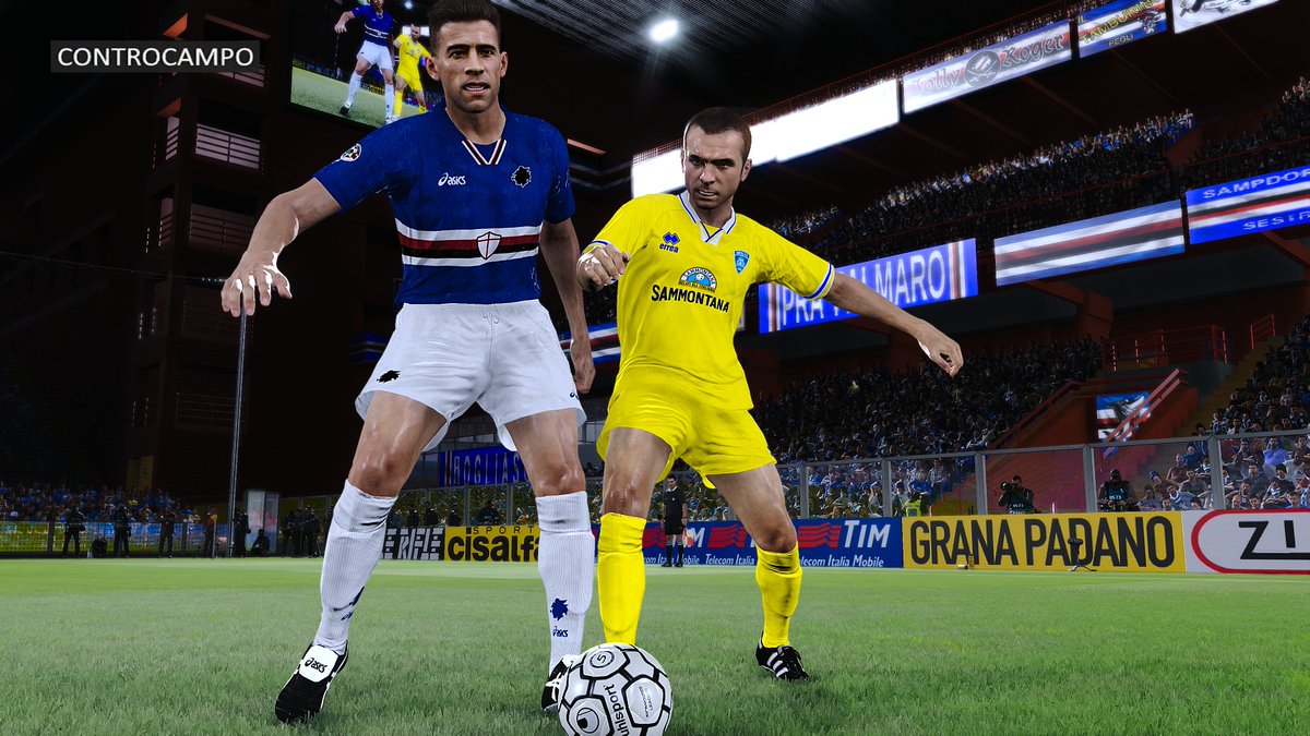 PESSimulation's tweet image. Sampdoria 6–1 Empoli 🔵⚪
A stunning first win of the season for Samp! After three draws, Eriksson’s men exploded: a Roberto Mancini hat-trick, a Vincenzo Montella brace and a relentless attacking display. Total domination at the Luigi Ferraris.