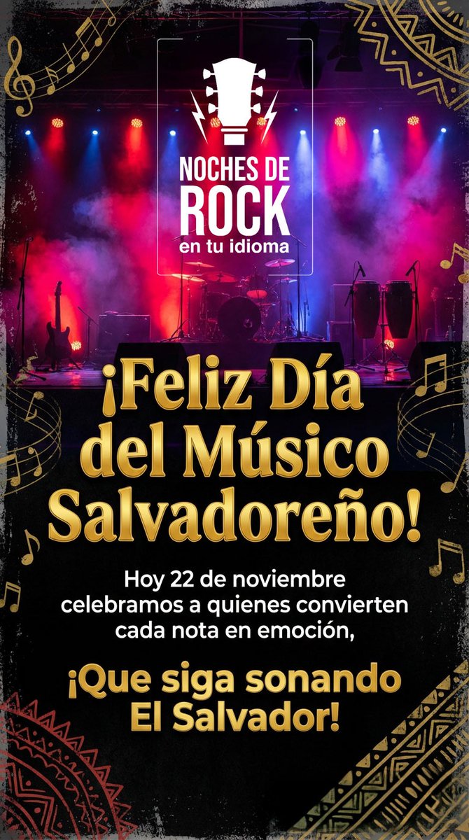 A todos nuestros amigos musicos de toda latinoamerica, ¡ FELÍZ DÍA DEL MÚSICO! En especial al músico Salvadoreño.
#LaVozDelRockEnEspañolEnElSalvador🇸🇻