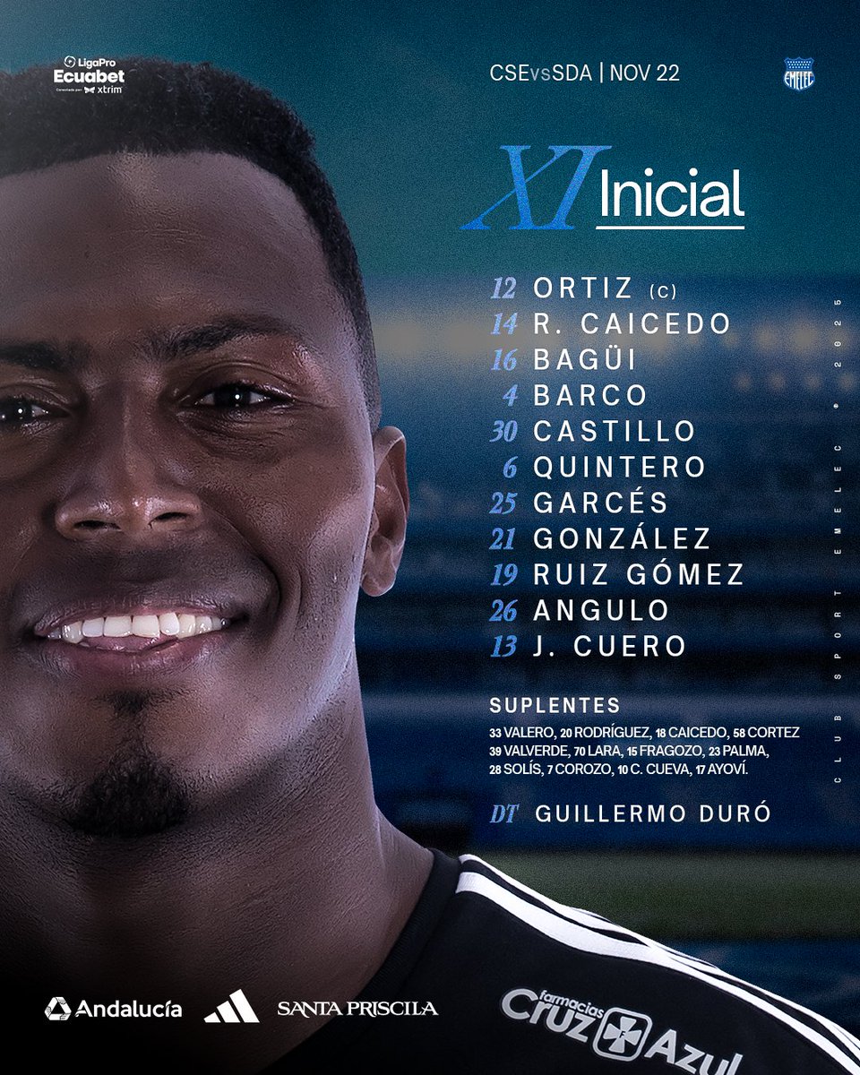 CSEmelec's tweet image. 📋 ¡El 𝑿𝑰 del 𝐂𝐥𝐮𝐛 𝐒𝐩𝐨𝐫𝐭 𝐄𝐦𝐞𝐥𝐞𝐜! ⚡️💡

#CSEvsSDA #LigaEcuabet

#DaleEmelec 🔵⚡