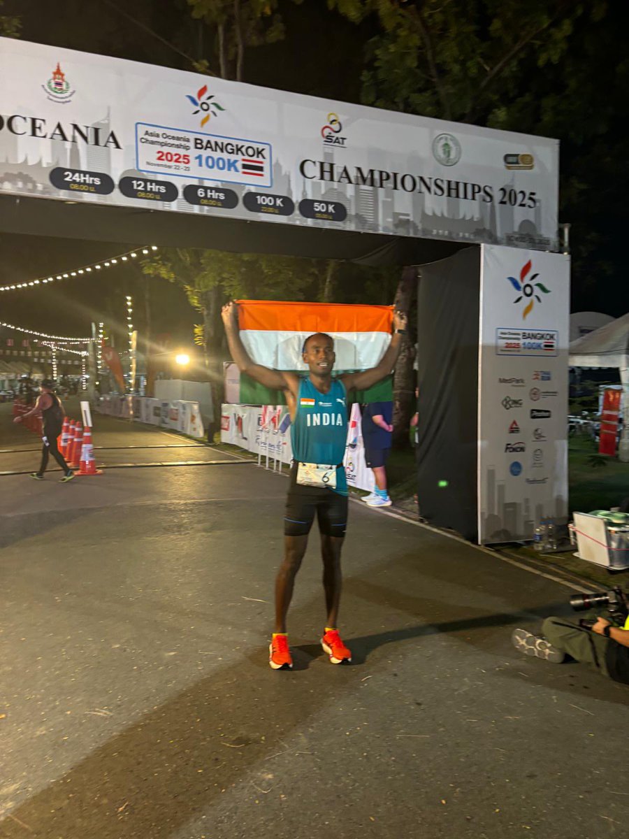 iaunews's tweet photo. Top 3 Finisher in the Men’s Race at the 2025 IAU 100K Asia &amp; Oceania Championships 
1. Amar Singh Devanda (IND) 6:59:37
2. Clay Dawson (AUS) 7:15:22
3 Saurav Kumar Ranjan (IND) 7:23:02 https://t.co/fyYZyKGZXx