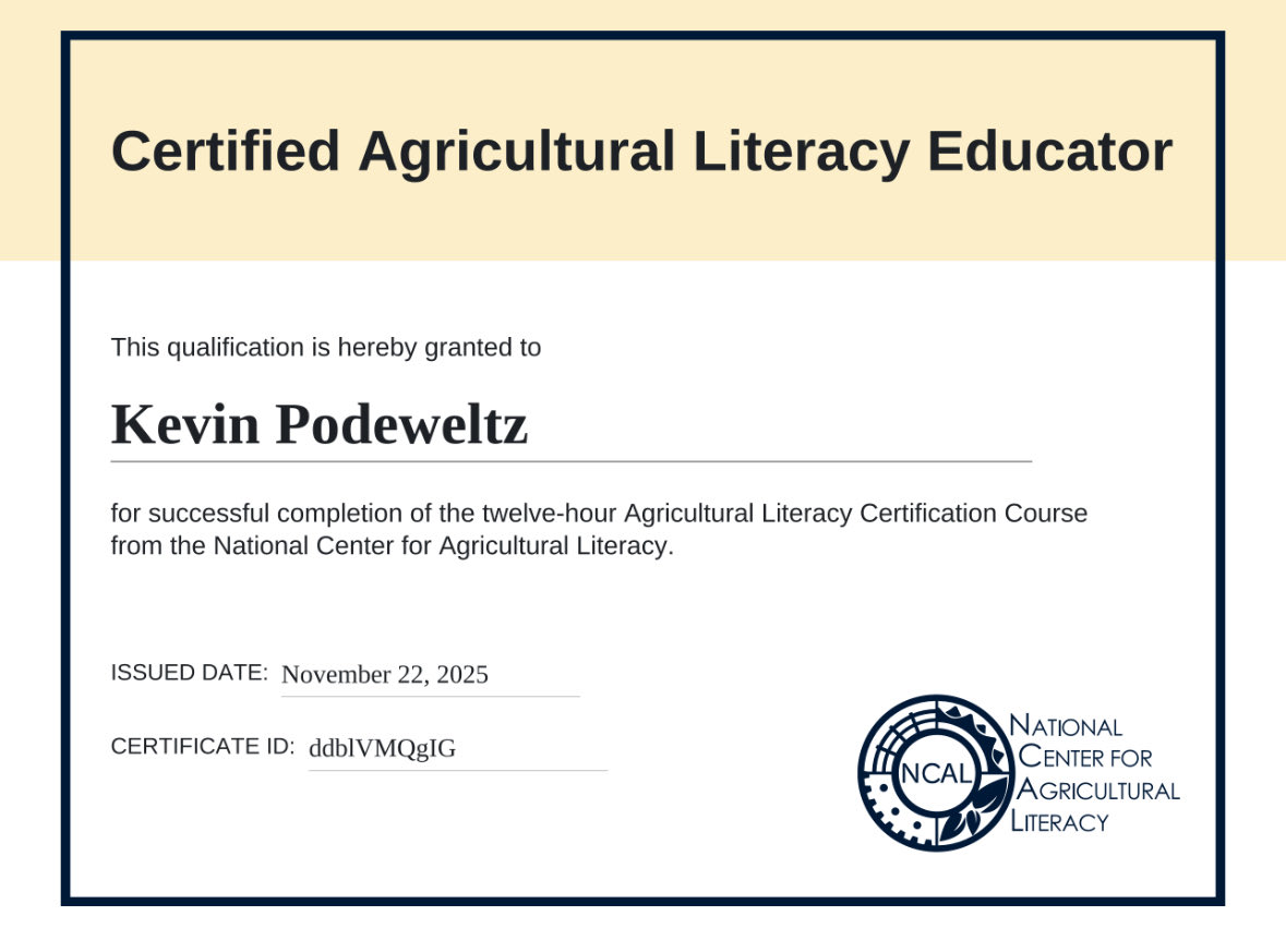 Mr. P finished my Ag Literacy Certification. 🐄🌽🐓🐤🐣🐖 <a href="/WIFarmBureau/">WI Farm Bureau</a>