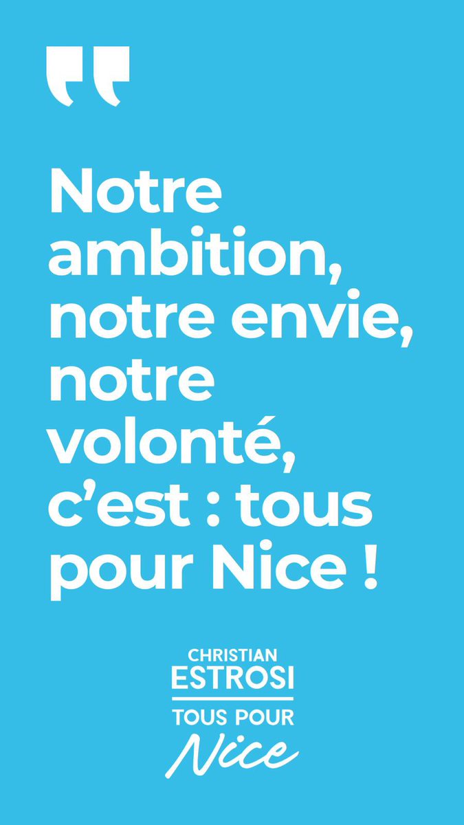 De l’amour, de l’envie, de l’ambition pour Nice et les Niçois.
Tous rassemblés autour de <a href="/cestrosi/">Christian Estrosi</a> pour le bonheur des Niçois et continuer à faire rayonner Nice, la ville que le monde nous envie.
La campagne est lancée dans le respect et la proximité.
#NiceEnsemble #Nice06