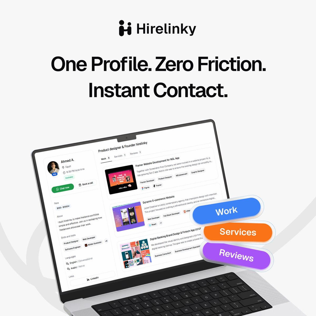 ahmed234666's tweet image. Need a portfolio? Hate high costs and learning design &amp;amp; coding? 🙋

That’s why I built @hirelinky :

1- Interface designed for marketers, writers, artists, and more—supports 2,600+ tool icons, focused on helping you get hired by showcasing only your best work, not just visuals.…
