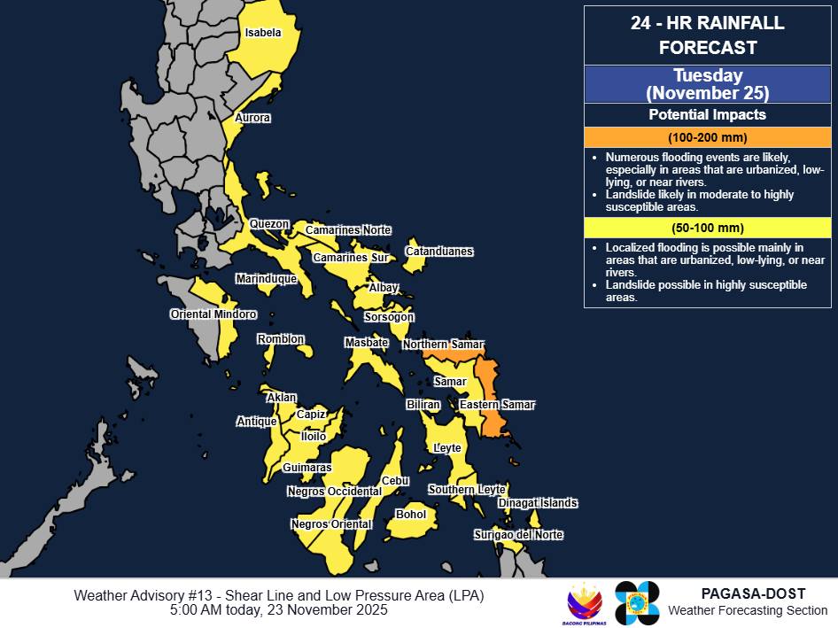 WEATHER ADVISORY Naglabas ng heavy rainfall outlook ang PAGASA dahil sa ...