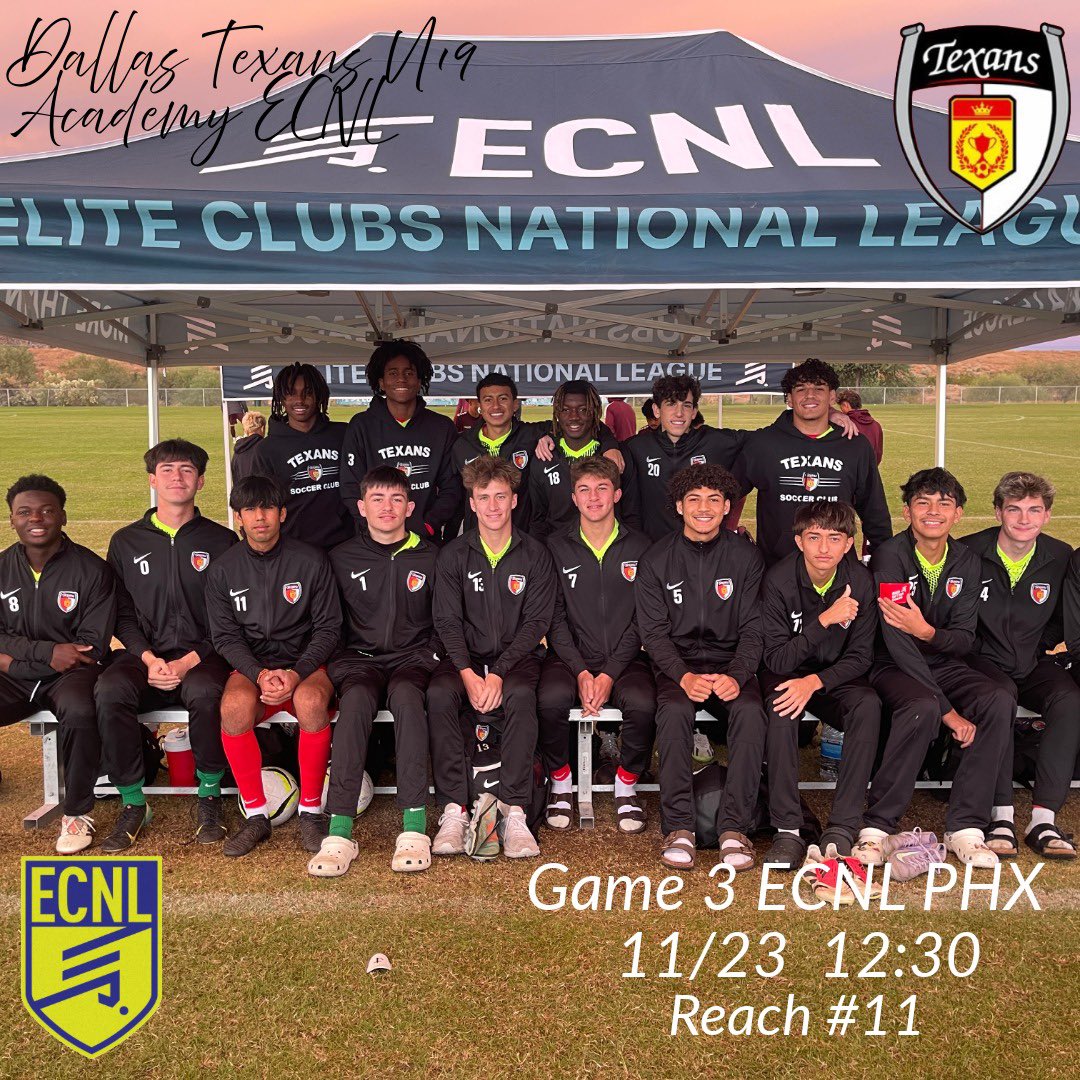 Game 3 #ECNLPHX loading! We did it TOGETHER!
<a href="/DallasTexans08B/">Dallas Texans 08B Academy ECNL</a> 
<a href="/DTexansSC/">Dallas Texans Soccer Club</a> 
<a href="/TheDallasTexans/">Dallas Texans</a> 
<a href="/ECNLboys/">ECNL Boys</a>