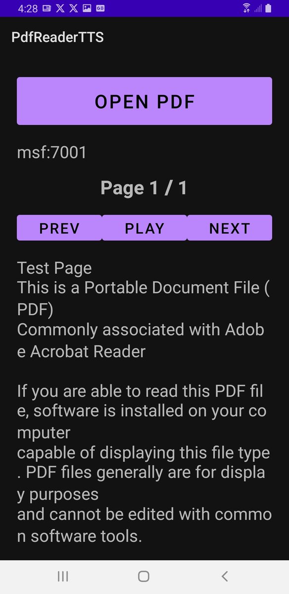 STFUnion's tweet image. I know it is super simple and not extremely clean but I built my first android app (not on playstore).
All ot does is read a pdf like an audiobook (I&apos;m sure there is an app for that) but this will be good enough for listening to research papers on my commute to work.