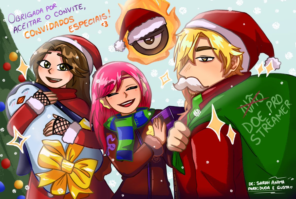 Sarahanimaaaa's tweet image. Esse Natal hohoho vai ser diferente.
Um amigo secreto GIGANTE com 23 pessoas, e entre esses todos muito especiais, foi convidados dois taldos!

Obrigada por aceitar esse convite pra esse dia resenha e doido que tá chegando 💖 Vocês são demais! @gusta_editing @Dudicatt + Guilherme