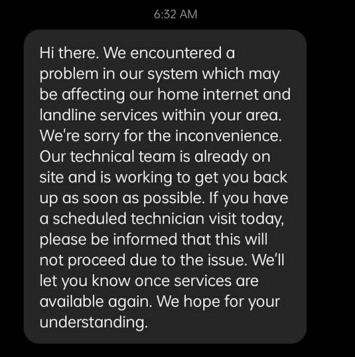 topguy47's tweet photo. @globe_at No internet service earlier this morning up until now and still i'm not getting any accurate response; no tech visit is going to proceed when it is going to be the remedy. See how your customer works: https://t.co/gi97mZdxSp