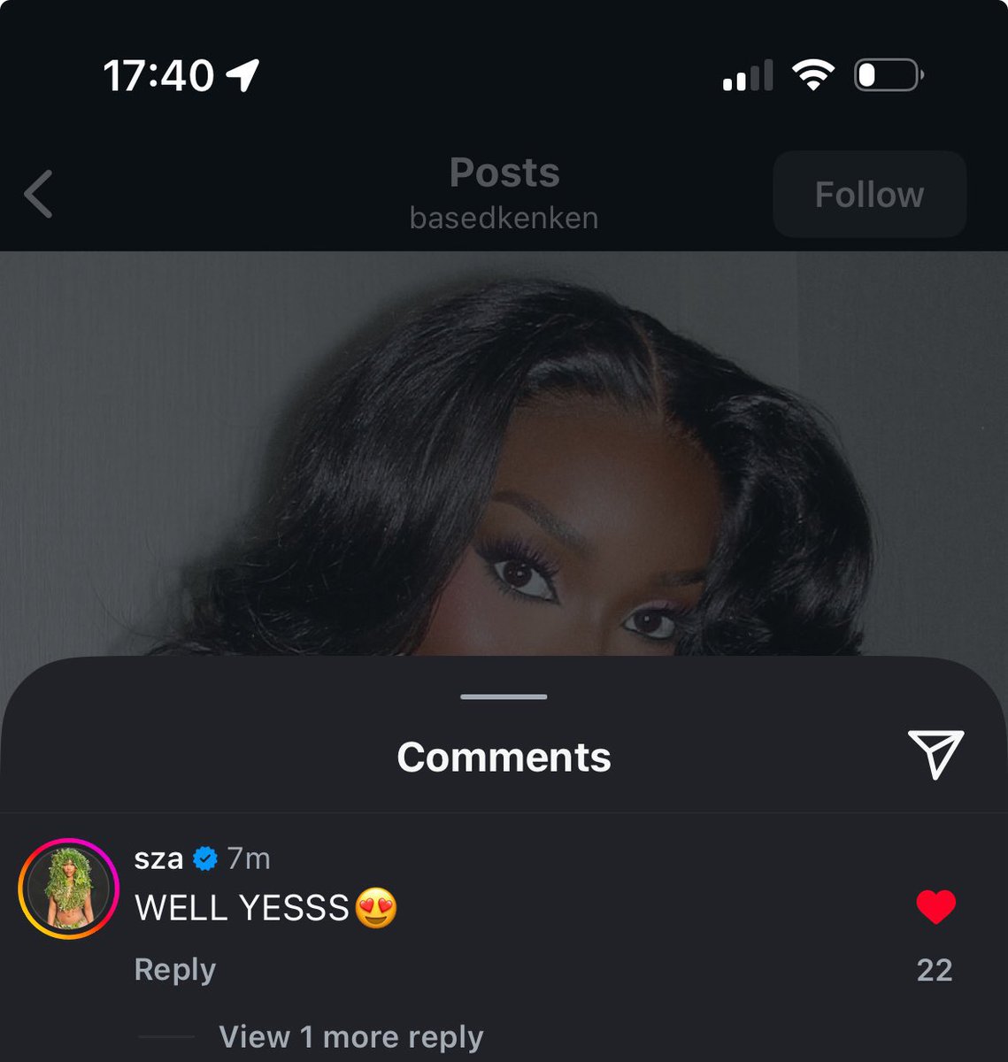 chcfactcheck's tweet image. sza didn’t comment on her post! this is her makeup artist’s post!! she still needs to follow her though…. i know she wants to