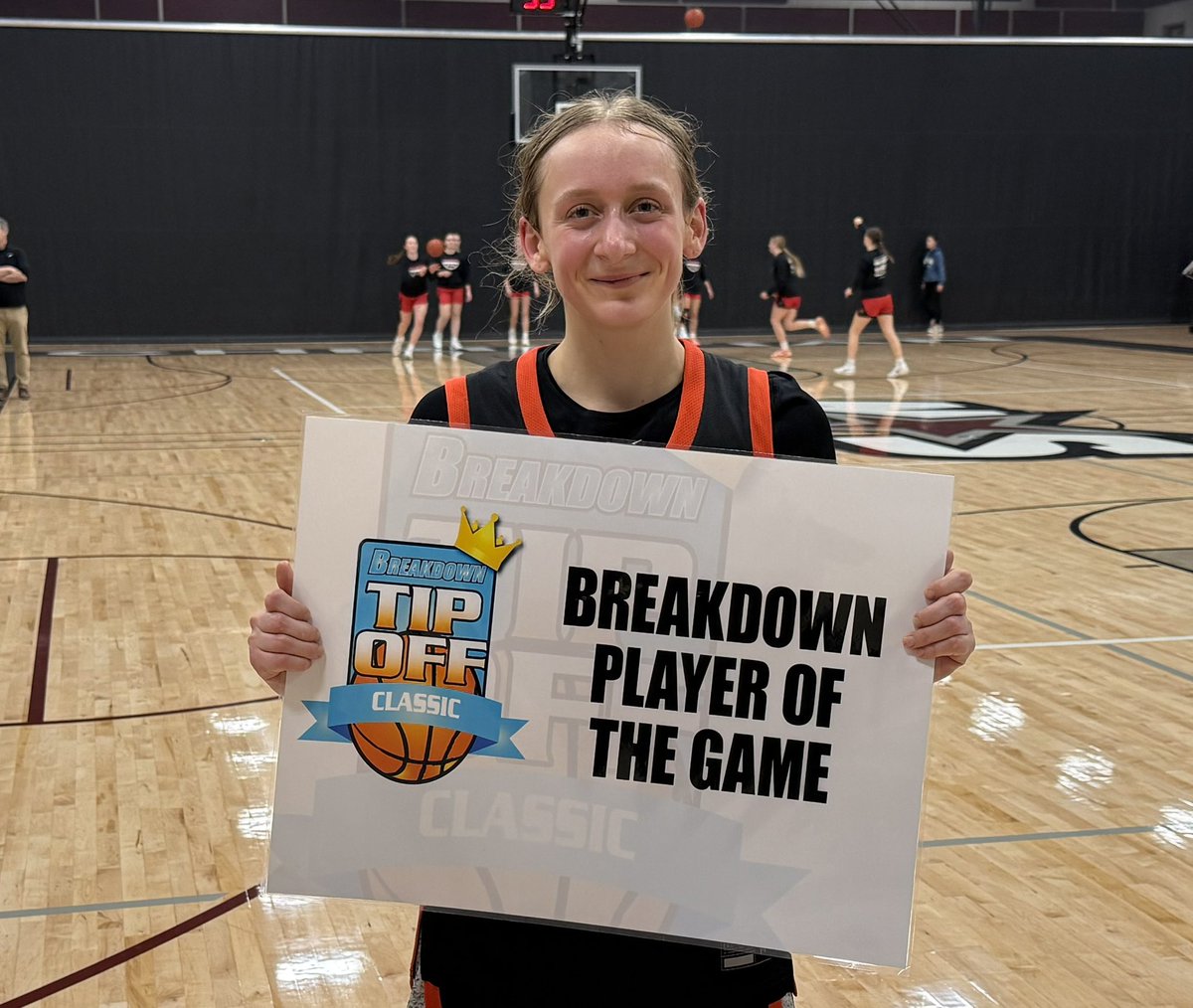 BreakdownUSA's tweet image. Congrats to Morgan Korf of Pelican Rapids who led the Vikings to the win over NRHEG at the @breakdownusa Tip Off Classic. Morgan is our player of the Game.