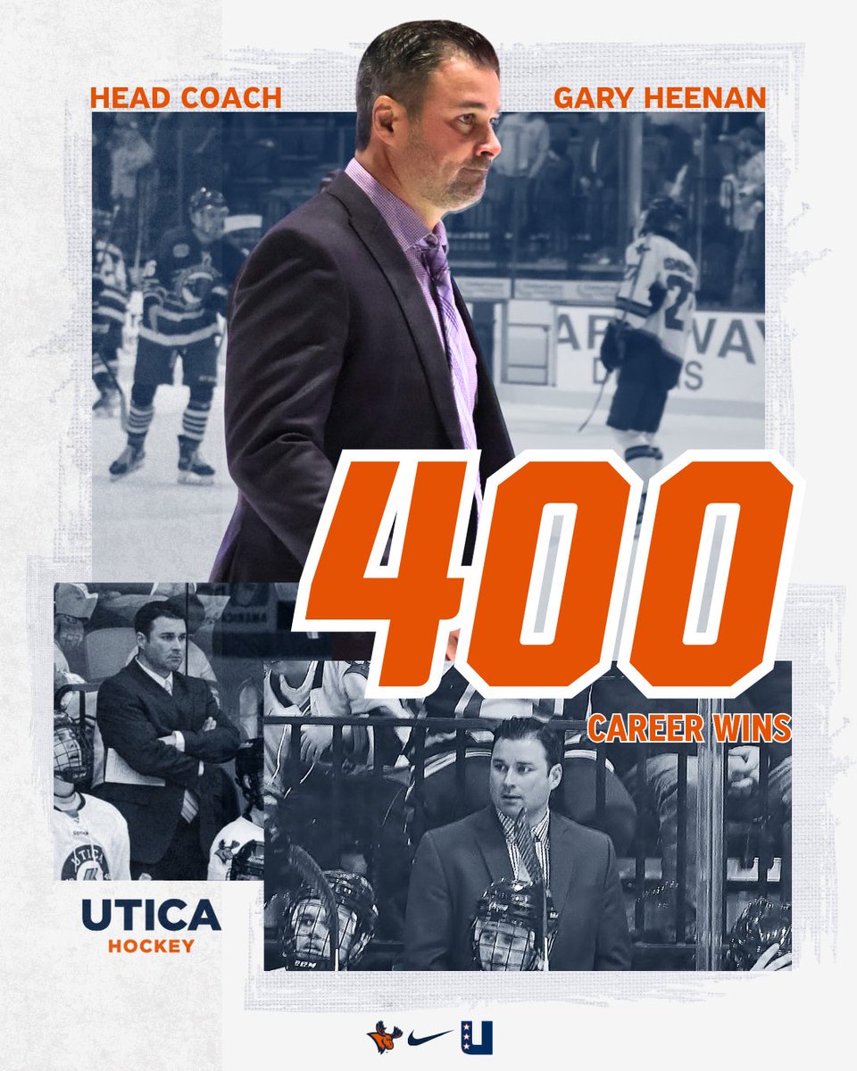 Utica_Pioneers's tweet image. 400 FOR COACH HEENAN!!! 🫎4️⃣0️⃣0️⃣

With today’s win, the Pioneers first and only bench boss has now entered the 400 win club!

Congratulations, Coach! 🙌🙌🙌

#FearTheMoose #GoPioneers #D3HKY #UCHC