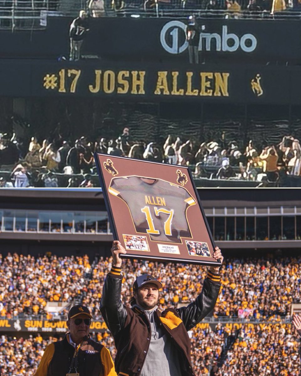 BussinWTB's tweet photo. Congratulations to the boy @JoshAllenQB for getting his number retired at Wyoming today https://t.co/UtnOfdryal
